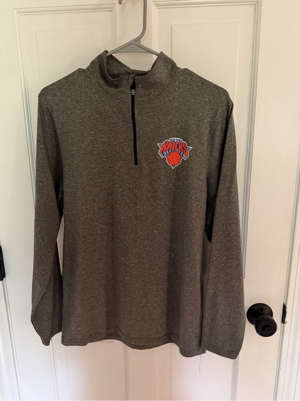 NBA New York Knicks Gray Half-Zip Pullover with Orange Logo